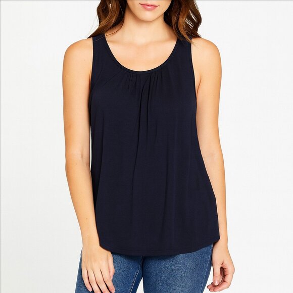 Ellen Tracy Women's Navy Blue Sleeveless Tie In Back Pullover Top Size L - Picture 1 of 4